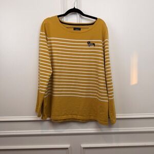 Joules Harbour Embroidered Stripe Dachshund Top Mustard Yellow US 14 205752